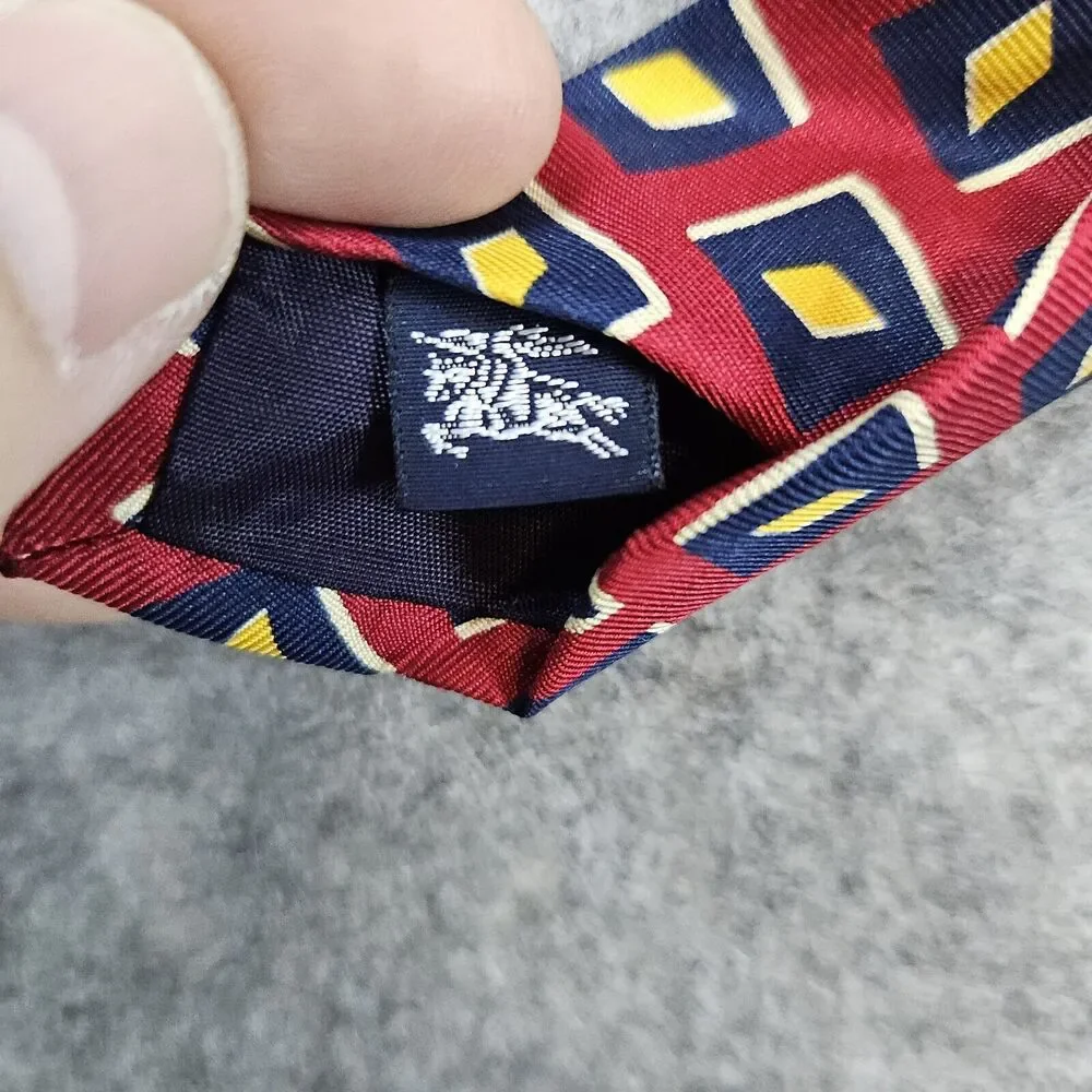 Burberry's Of London Necktie Geometric 100% Pure‎ Silk Hand Sewn USA 4